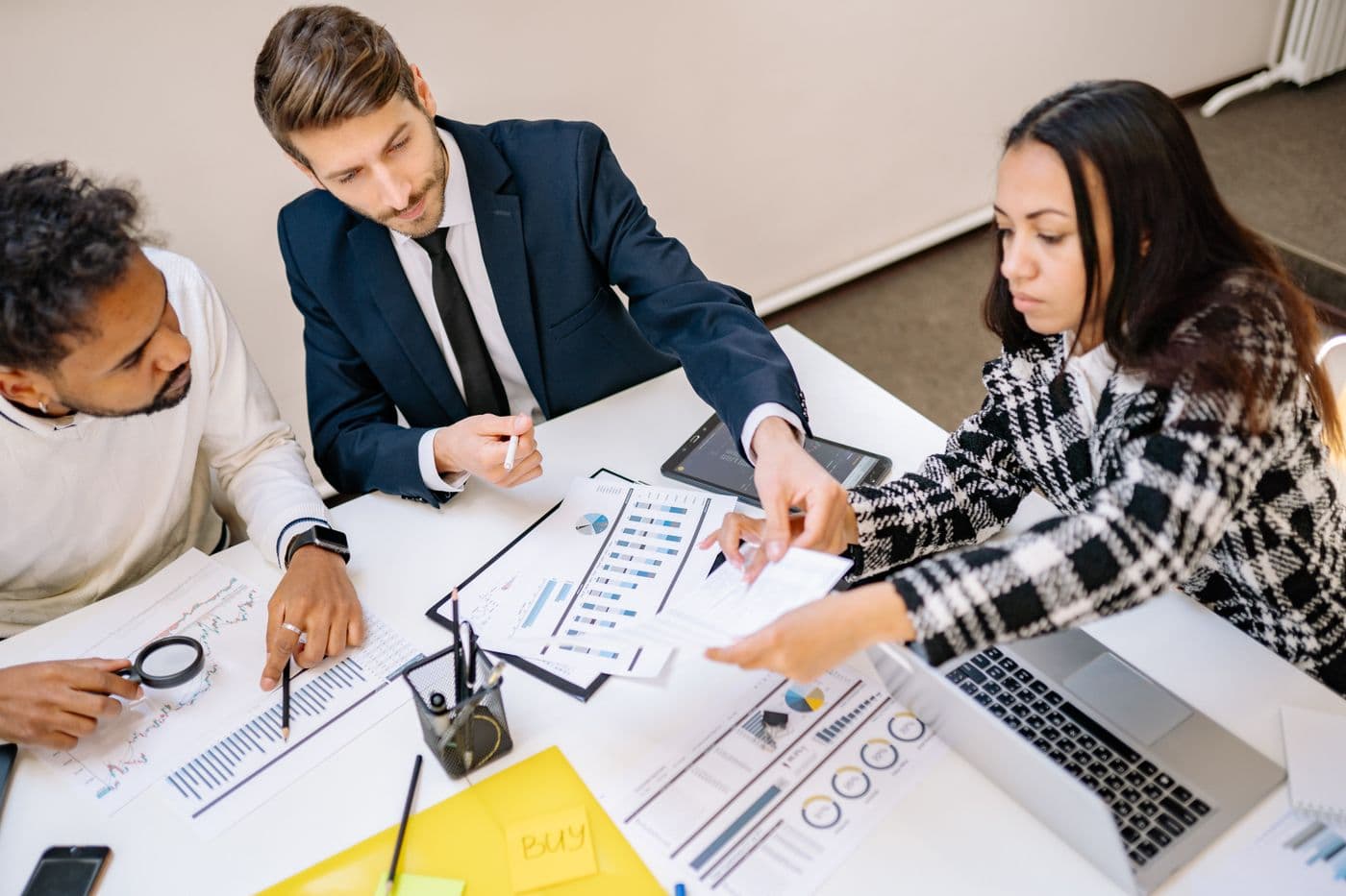 A team reviewing a plan together